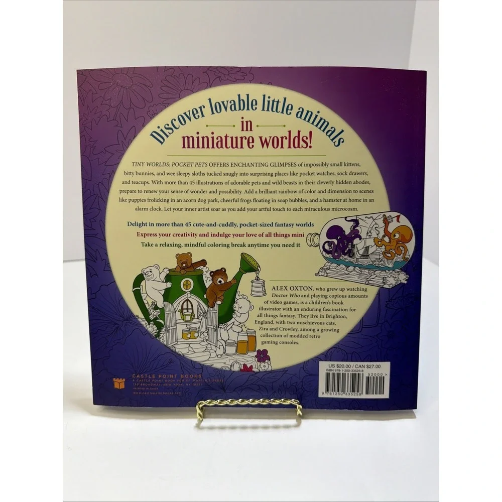 Tiny Worlds - Pocket Pets : An Artist's Coloring Book of Itty-bitty Animals, NEW